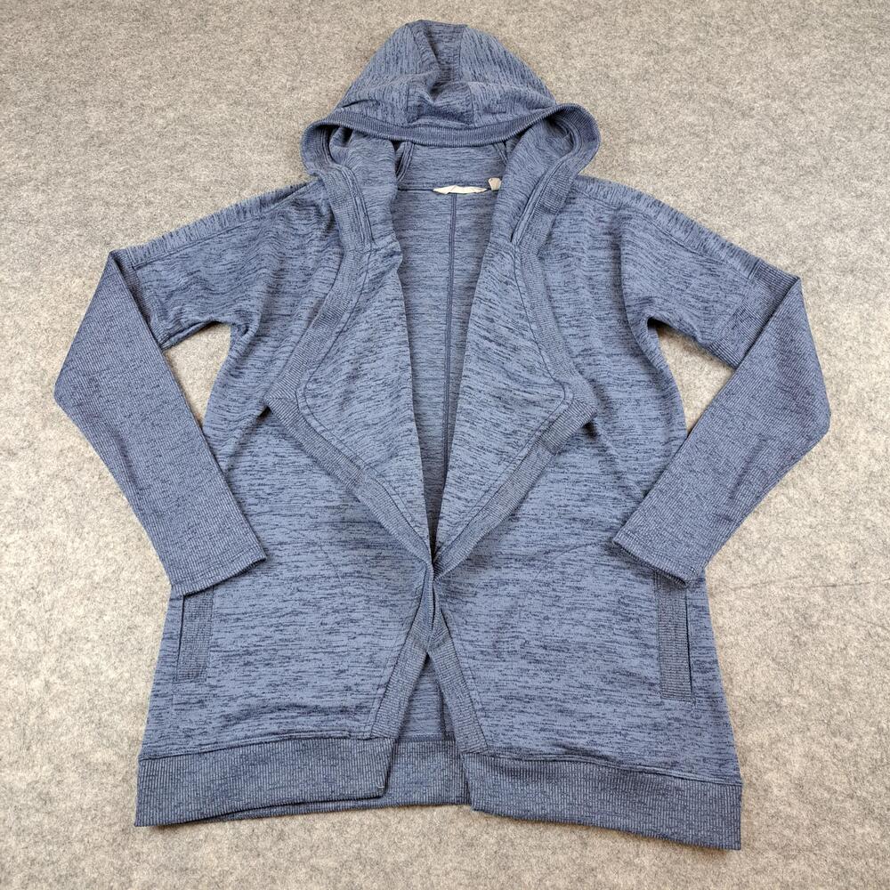 Athleta Sweater Womens Small Blue Blissful Hooded Wrap Open Cardigan Stretch